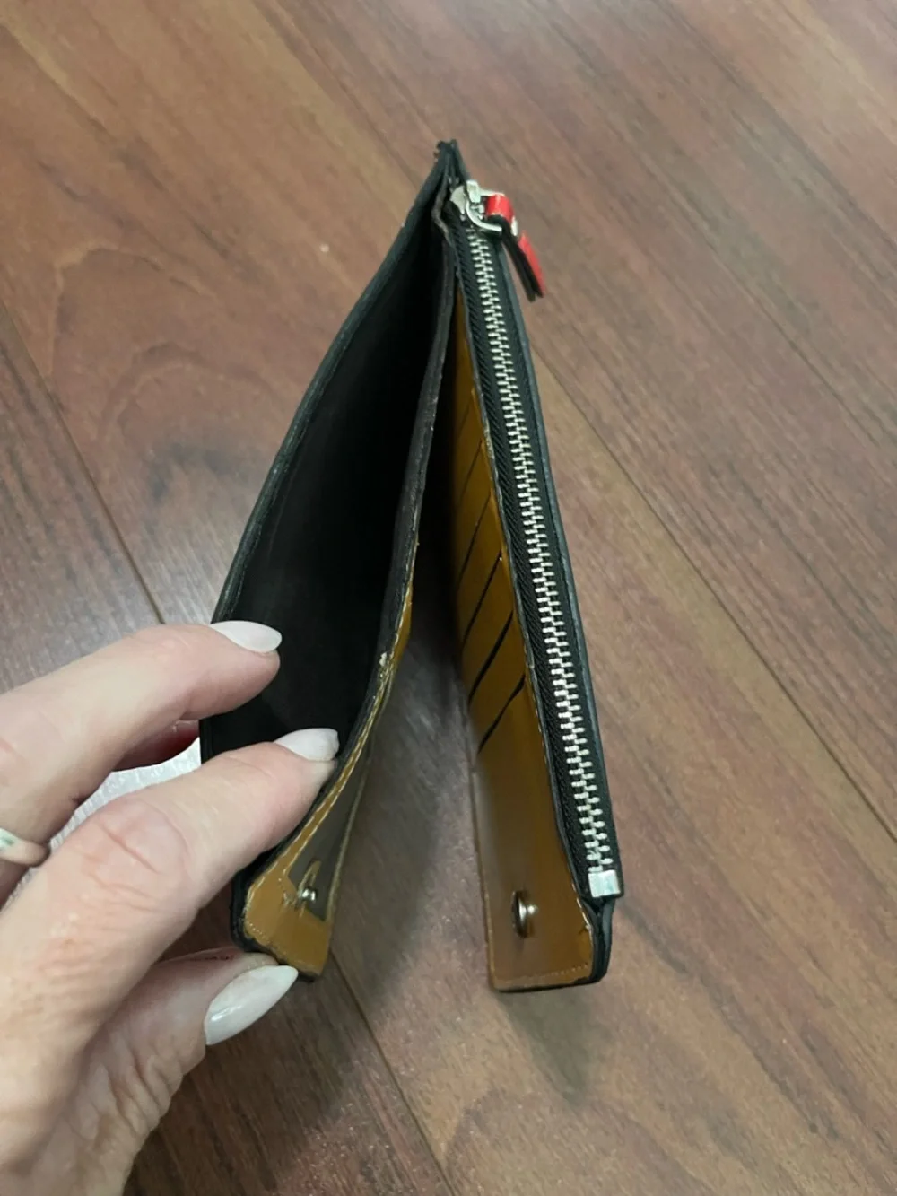 Vintage  Red Leather Zip Wallet with Subtle Emboss Baellerry